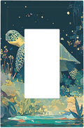 Decorative Outlet Covers Fantasy Sea World Sea Turtle Floral Plant 1 Gang Single Rocker Light Switch Cover Plate Wall Plates GFCI Faceplate for Kids Room Nursery Decor