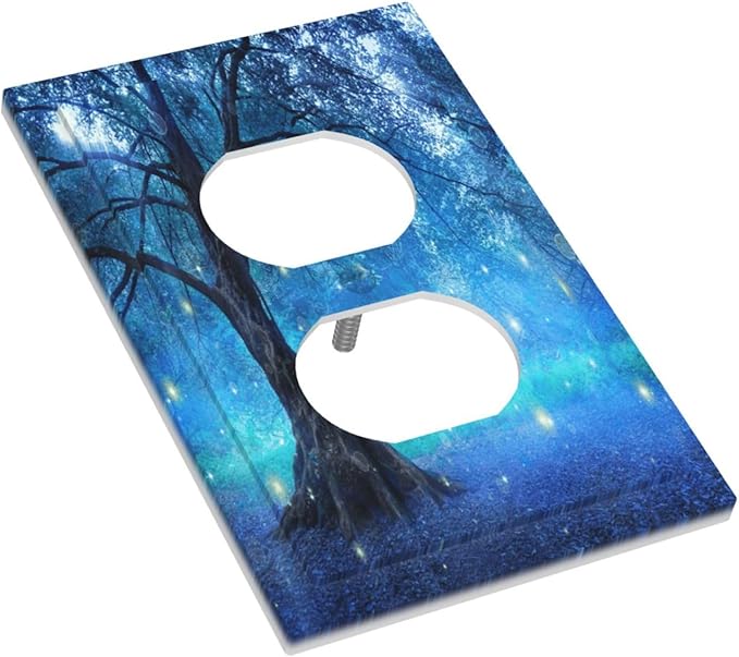 Outlet Covers Fantasy Fairy Tree In Mystic Forest 1 Gang Duplex Light Switch Cover Plate Decorative Wall Plates Electrical Switchplate Receptacle Cover for Bathroom Bedroom Decor