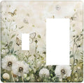 Dandelions Butterflies Watercolor Wildflowers Floral Outlet Covers 1 Toggle 1 Rocker Combination Decorative Wall Plate Electrical Switch Plates Light Switch Cover Plate for Bedroom Living Room Decor