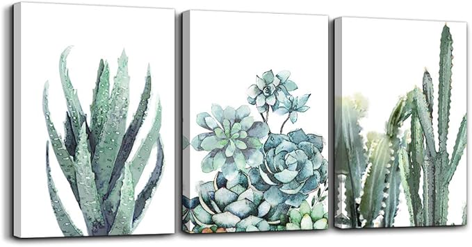 Canvas Wall Art For Living Room Bathroom Wall Decor For Bedroom Kitchen Artwork Canvas Prints Green Plant Flowers Painting 20" X 28" 3 Pieces Modern Framed Office Home Decorations Family Picture