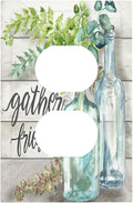 Outlet Covers Watercolor Modern Flower 1 Gang Duplex Light Switch Cover Plate Floral Plant Wood Decorative Wall Plates Electrical Switchplate Receptacle Cover for Farmhouse Bathroom Decor