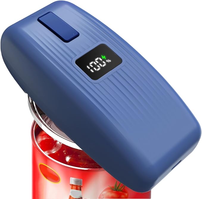 Electric Can Opener – USB Rechargeable with LED Display, Smooth Edge & Auto Stop, One-Touch Hands-Free Automatic Can Opener for Seniors & Arthritis, Works on All Can Types, Food-Safe Kitchen Gadgets