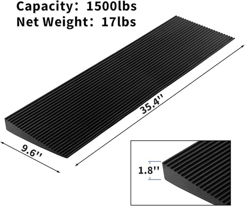 1.8'' Rise Solid Rubber Wheelchair Ramp,Threshold Ramp Used for Thresholds,Doorways and Bathroom (High:1.8 Inch(Pack of 1)) Black