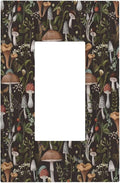 Funky Retro Vintage 70s 60s Boho Hippie Mushroom Single Rocker Light Switch Cover 1 Gang Outlet Cover Decorative Bohemian Floral Leaf Gfci Electrical Wall Plate Switchplate Faceplate Decora
