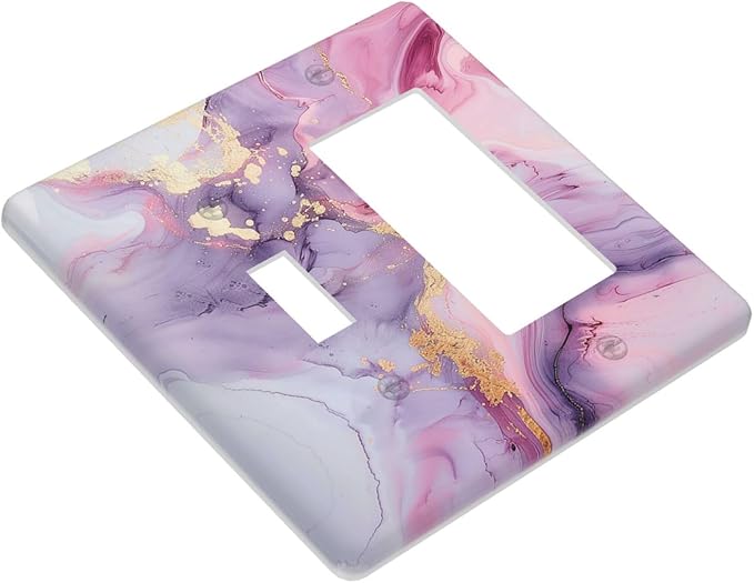 Outlet Covers Pink Marble Abstract Purple Gold Texture 1 Toggle 1 Rocker Combination Decorative Wall Plate Electrical Switch Plates Light Switch Cover Plate for Bathroom living Room Decor