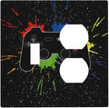 Classic Videogames Controller Black Splash Ink Colorful Wallplates 1 Toggle 1 Duplex Switch Plate Electrical GFCI Faceplate Decorative Light Switch Covers for Kids Room Nursery Decor