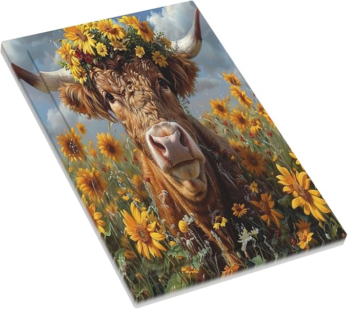 Light Switch Cover Plate Vintage Sunflower Highland Cow Rustic Art 1 Gang No Device Blank Electrical Wall Plates Faceplate Decorative Switch Plate for Bedroom Farmhouse Decor
