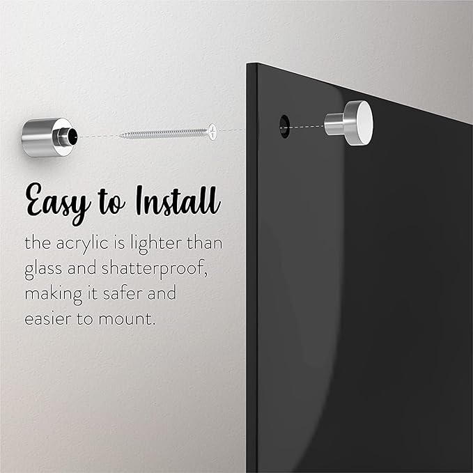 Acrylic Dry Erase Board for Wall with Stylish Border - Shipped Next Day, Made in USA, Non-Magnetic Whiteboard, Wall Mounted Board, Easy to Clean (Black - 24x30)