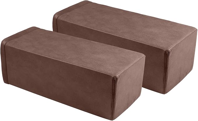2 Pack Couch Arm Rest Pillow, 8''x8''x20'' Faux Leather Waterproof Cover, High Density Foam Armrest Cushion, Removable & Washable Elbow Support for Sofa, Bed, and Armchair (Dark Brown)
