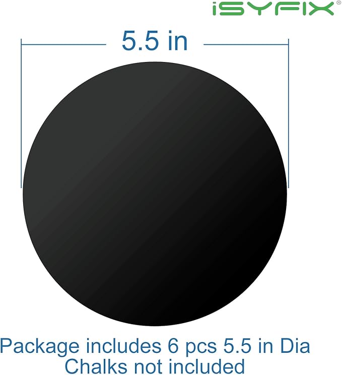 iSYFIX Magnetic Chalkboard Notes - 5.5 x 5.5 inch, 6 Pack, Round - Decorative Magnet Blackboard for Fridge, Kitchen Organizer, Decor, Office, Grocery Lists, Metallic Boxes, Storage and More