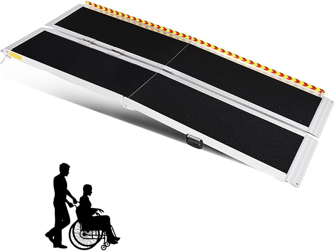 Generic Portable Wheelchair Ramp Aluminum Folding Door Threshold Wheelchair Ramp Threshold Ramp for Home Steps Stairs Entry Threshold Doorways