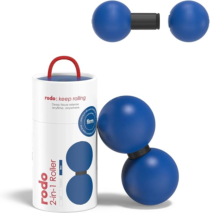 Rodo 2-in-1 Firm Peanut & Lacrosse Ball Roller | Deep Tissue Massage Tool for Fascia, Plantar Fasciitis, HIPS & Back | Mobility & Recovery Roller | Compact, Travel-Friendly, Pilates, Therapy Ready