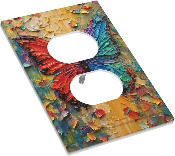 Outlet Covers Colorful Butterfly Animal Insects Wall Art Abstract 1 Gang Duplex Wall Plate Decorative Switch Plates Electrical Receptacle Faceplate Light Switch Cover for Bedroom Home Decor