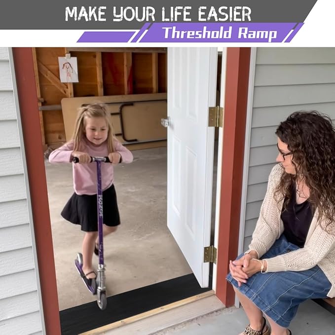 0.8" Rise Threshold Ramp for Doorways, 2204 LBS Capacity Rubber Threshold Ramp, Non-Slip Driveway Curb Ramps Handicap Ramp for Wheelchair Scooter Stroller, Cuttable and Adjustable Size