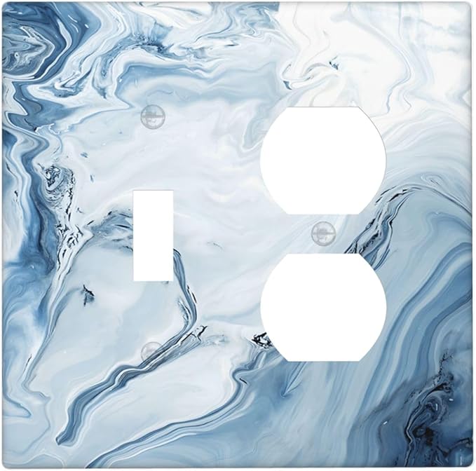 Light Blue Marble Texture Abstract Print Wallplates 1 Toggle 1 Duplex Switch Plate Electrical GFCI Faceplate Decorative Light Switch Covers for Bathroom Kitchen Home Decor