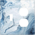 Light Blue Marble Texture Abstract Print Wallplates 1 Toggle 1 Duplex Switch Plate Electrical GFCI Faceplate Decorative Light Switch Covers for Bathroom Kitchen Home Decor