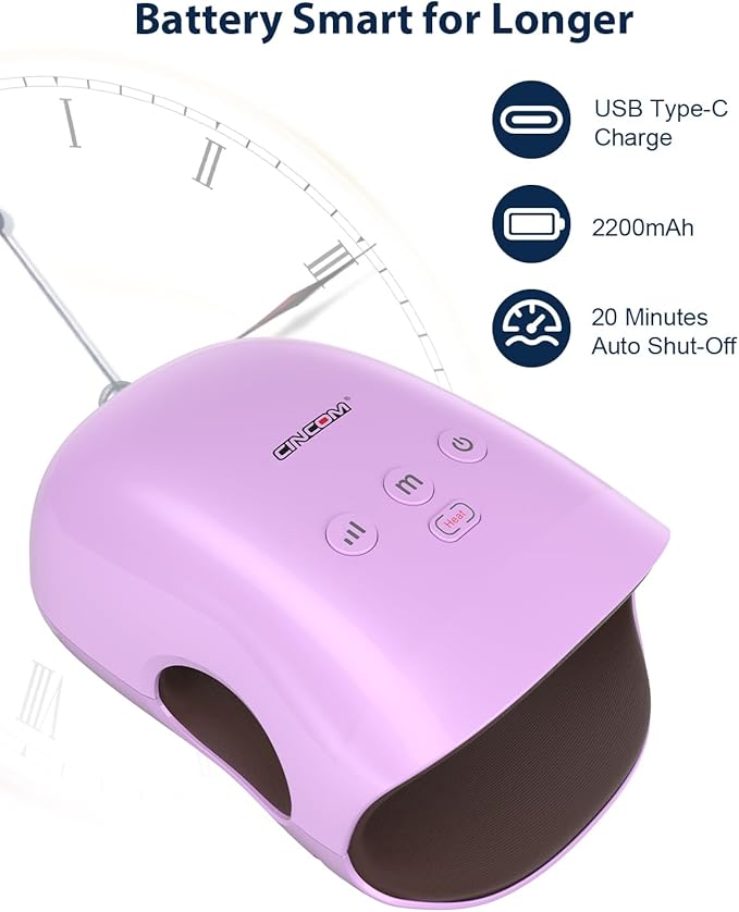 CINCOM Hand Massager - Cordless Hand Massager with Heat and Compression for Arthritis and Carpal Tunnel, Gifts for Women(Purple)