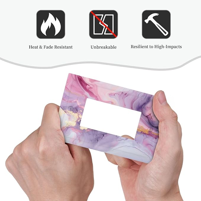 Decorative Outlet Covers Pink Marble Abstract Purple Gold Texture 1 Gang Single Rocker Light Switch Cover Plate Wall Plates GFCI Faceplate for Bathroom living Room Decor