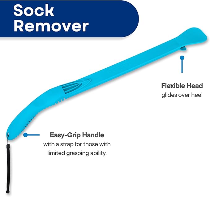 RMS Sock Aid Kit - Easy On Easy Off Device for Putting On Socks and Removing Socks or Stockings for Men and Women with Limited Mobility (Blue)
