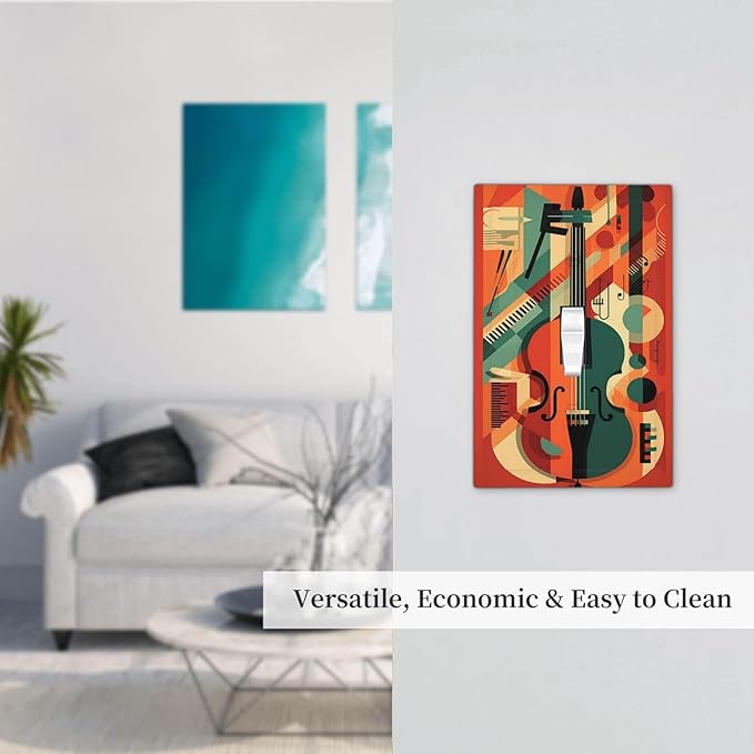 Decorative Light Switch Cover Violin Abstract Jazz Colorful Painting 1 Gang Single Toggle Device Electrical Faceplate Switchplates Decorator Outlet Wall Plate for living Room Office Decor