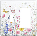 Outlet Covers Watercolor Floral Butterfly Colorful Wildflower 1 Toggle 1 Rocker Combination Decorative Wall Plate Electrical Switch Plates Light Switch Cover Plate For Bed Room Decor