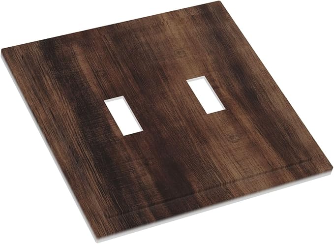 Decorative Light Switch Cover Plate Rustic Farmhouse Brown Wood Barn Door 2 Gang Switch Plate Covers Double Toggle Wall Plate Dual Device Faceplate for Bathroom Decor