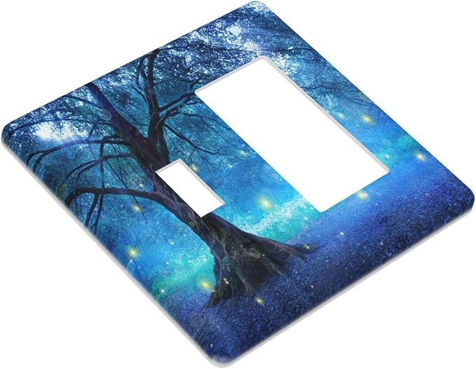 Light Switch Cover Fantasy Fairy Tree In Mystic Forest 2 Gang Toggle Rocker Combo Wall Plates Decorative Switch Plates and Outlet Covers Receptacle Cover for Bathroom Bedroom Decor