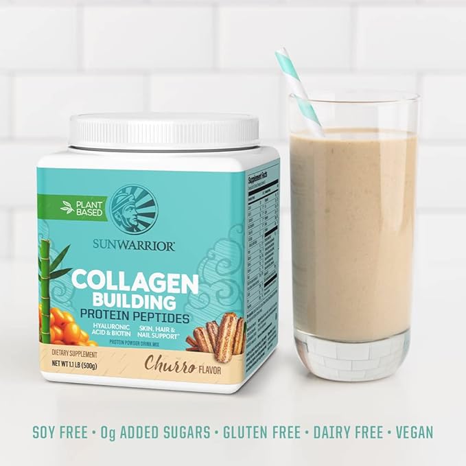 Vegan Collagen Protein Powder for Women Silica Plant Based Collagen Powder Churro Flavor with Vegan Hair Skin and Nails Vitamins Non-GMO No Added Sugar Soy Dairy & Gluten Free (Churro, 20 Servings)
