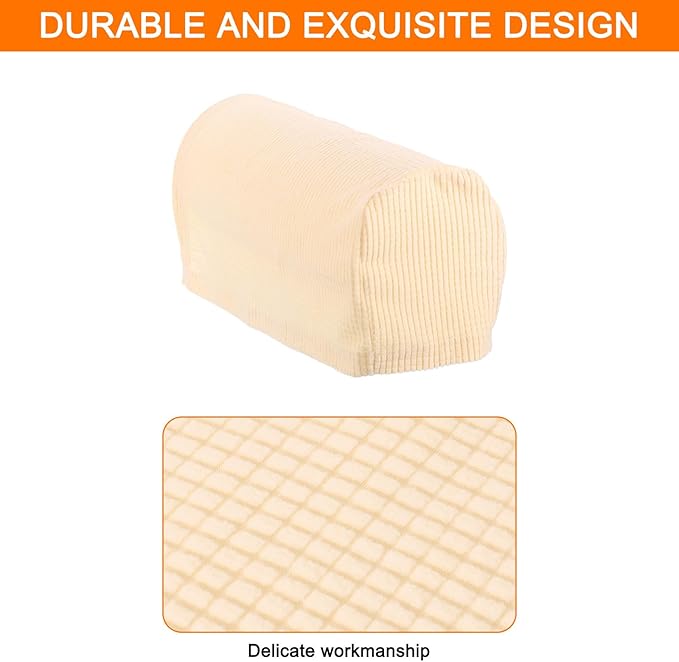 uxcell Stretch Armrest Covers Armchair Anti-Slip for Chairs Sofas Couch Arm Covers Recliner Sofa Beige 4 Pcs