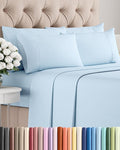 Full 6 Piece Sheet Set - Cooling & Breathable Bed Sheets - Hotel Luxury Bed Sheets for Women, Men, Kids & Teens - Bedding with Deep Pockets & Easy Fit - Soft and Wrinkle Free - Full Light Blue Sheets