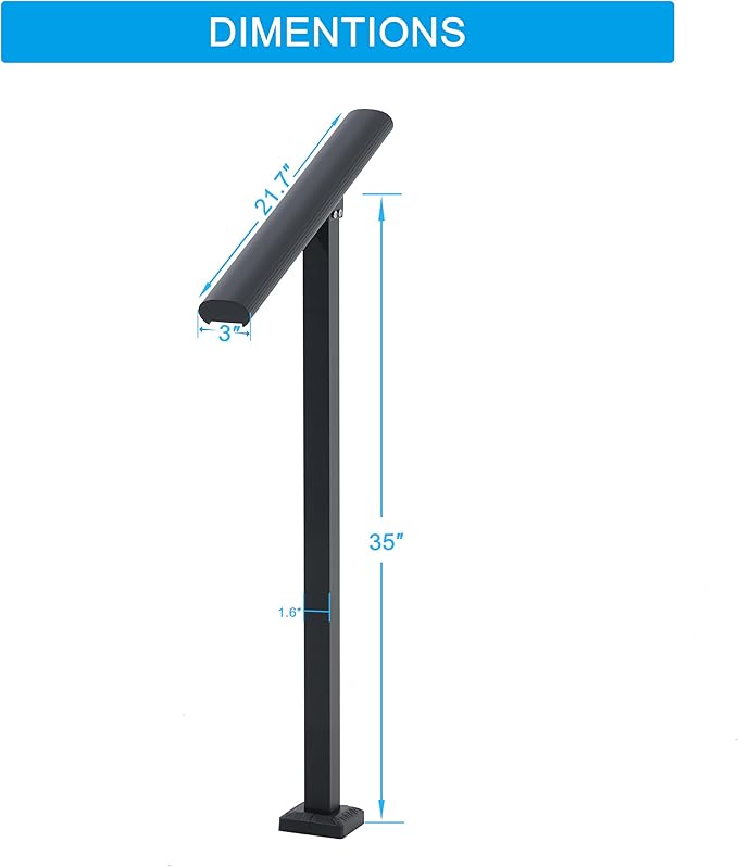 1 Step Handrail for Outdoor Steps, Premium Aluminum Alloy Railing Set, Porch Railing Kit,Free Installation Kits Included, Used Under Harsh Weather Conditions,Rust Free, for 1 Step.