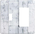 Outlet Covers Vintage Grey White Wood Grain 1 Toggle 1 Rocker Combination Decorative Wall Plate Electrical Switch Plates Light Switch Cover Plate for Farmhouse Bathroom Decor