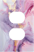Outlet Covers Pink Marble Abstract Purple Gold Texture 1 Gang Duplex Wall Plate Decorative Switch Plates Electrical Receptacle Faceplate Light Switch Cover for Bathroom living Room Decor