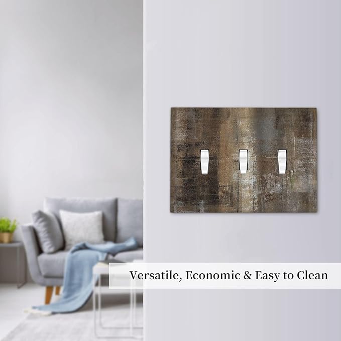Decorative Switch Plates Old Vintage Copper Rustic Rusty Modern Tan Brown 3 Gang Wall Plate Triple Toggle Light Switch Cover Faceplate Electrical Wall Panels for Farmhouse Cabin Decor