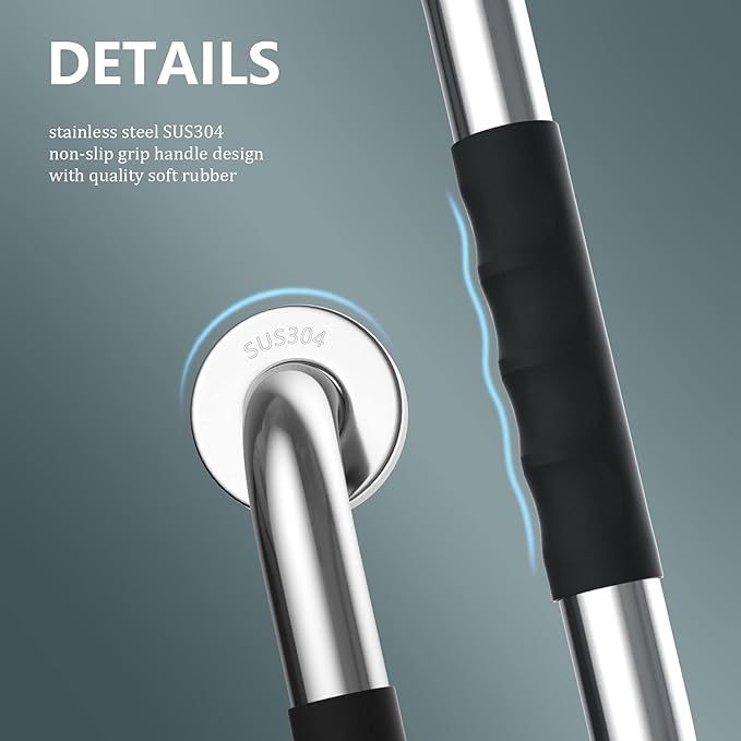2 Pack 12 Inch Shower Grab Bar w/Anti Slip Rubber Grip, ZUEXT SUS304 Stainless Steel Bath Grab Bar, Bathroom Balance Bar, Wall Mount Safety Handrail Support, Handicap Injury Elderly Assist Handle