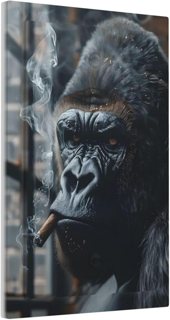 Funny Animal Smoking Black Orangutan Light Switch Cover Plate 1 Gang No Device Blank Electrical Wall Plates Faceplate Decorative Switch Plate Covers for Farmhouse Home Office Decor