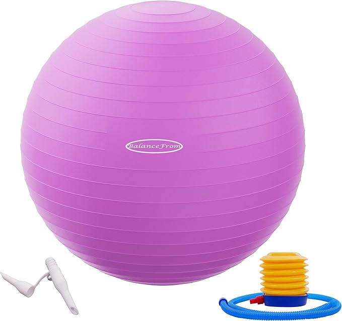 Fitvids Anti-Burst and Slip Resistant Exercise Yoga Fitness Birthing Ball with Quick Pump, 2,000-Pound Capacity, Multiple Colors and Sizes
