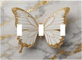 Gold Marble Shine Butterfly Abstract Modern Print Decorative Switch Plates 3 Gang Wall Plate Triple Toggle Light Switch Cover Faceplate Electrical Wall Panels for Bed Room Bathroom Decor