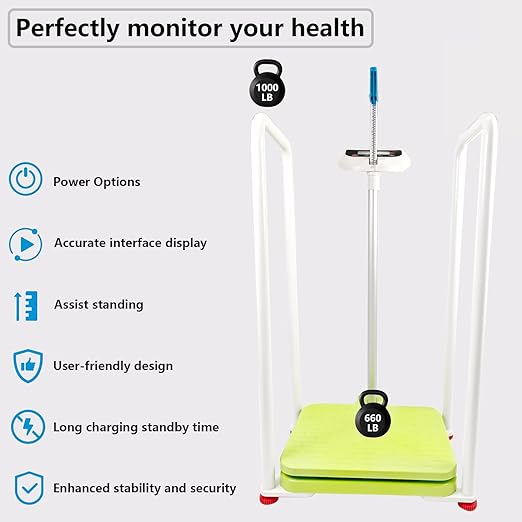Assist The Elderly in Measuring Weight gain While Standing, with an Electronic Scale with armrests, Suitable for use in clinics, Hospitals, Schools, Nursing Homes (Tender Sprout Green)