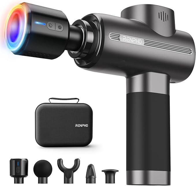 RENPHO Massage Gun Deep Tissue, Back Massager Therapy with Carry Case, Percussion Body Masajeador for Men Women Athletes Back Upgrade, Active Thermacool