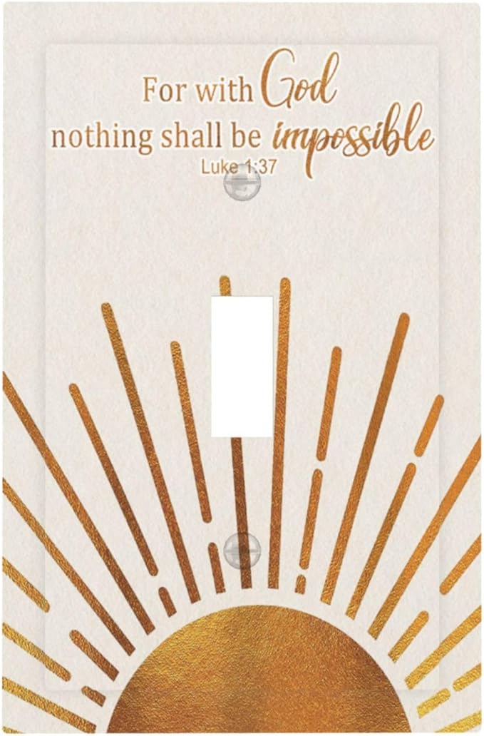 Mid Century Boho Sun Inspirational Quote Single Toggle Light Switch Covers Decorative Abstract Gold Sunrise 1 Gang Wall Plate Electrical Dimmer Switchplate Faceplate for Country Bathroom Decor