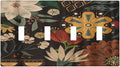 Boho Floral Tropical Leaves Quad Toggle Artistic Light Switch Covers Decorative Bohemian Flowers Botanical 4 Gang Wall Plates Cover 4 Hole Electrical Device Switchplates for Country Bathroom