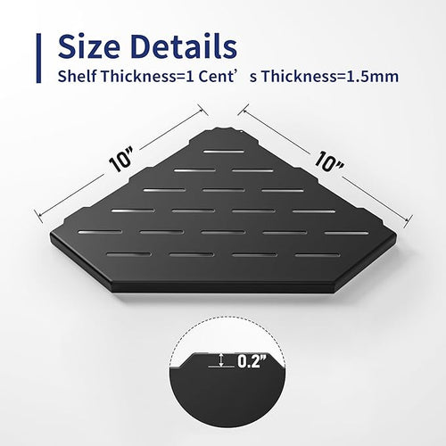 10'' Corner Bathroom Shelf, 304 Stainless Steel Pentagonal Recessed Shelf, Grout in Shower Shelf for Tiled Wall