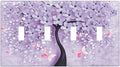 Light Switch Cover 3D Purple Tree 4 Gang Switch Plate Quad Toggle Wall Plates Decorative Switchplate Electrical Outlet Cover Plates for Bathroom Bedroom Decor