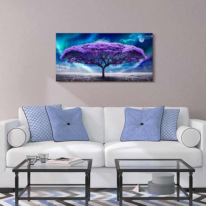 Lapremoly Purple Wall Canvas art For Living Room Bedroom Pictures Wall Decor Abstract Tree Large Art Wall Decor Nature Artwork Canvas Prints Colorful Office Paintings Decor Modern Room Decorations