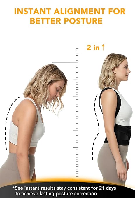BigRose Posture Corrector for Women and Men, X Power Support Belt for Back Pain Relief with Adjustable Shoulder Straightener, Upper Lower Lumbar Neck Support, Comfortable Back Brace, Small