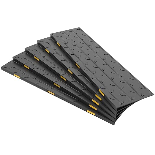 Heavy-Duty Slip-Resistant Stair Treads with Reflective Safety Strips - Universal Fit Rubber Mats for Indoor/Outdoor Stairs, Noise Reduction & Fall Prevention (5)