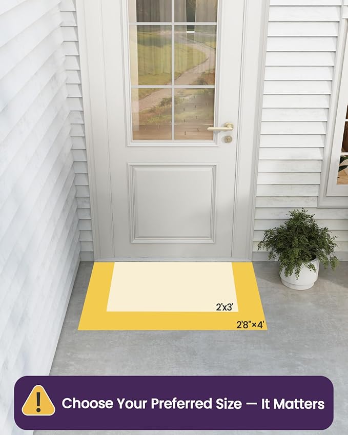 DEXI Front Door Mat 24x36, Non Slip Rubber Doormat Outside Entrance, Heavy Duty Waterproof Drainage Entry Mats, Low Profile Dirt Trapper for Patio Entryway, Black