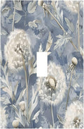 Blue Dandelion Vintage Floral Boho Flower Decorative Light Switch Cover 1 Gang Single Toggle Device Electrical Faceplate Switchplates Decorator Outlet Wall Plate for Bedroom Living Room Home Decor