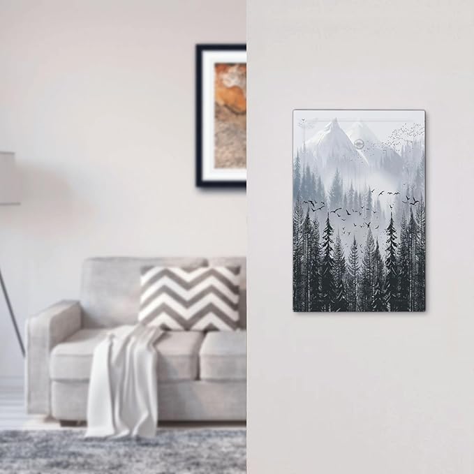 Misty Forest Nature Tree Mountain Birds Light Switch Cover Plate 1 Gang No Device Blank Electrical Wall Plates Faceplate Decorative Switch Plate for Bed Room Living Room Decor